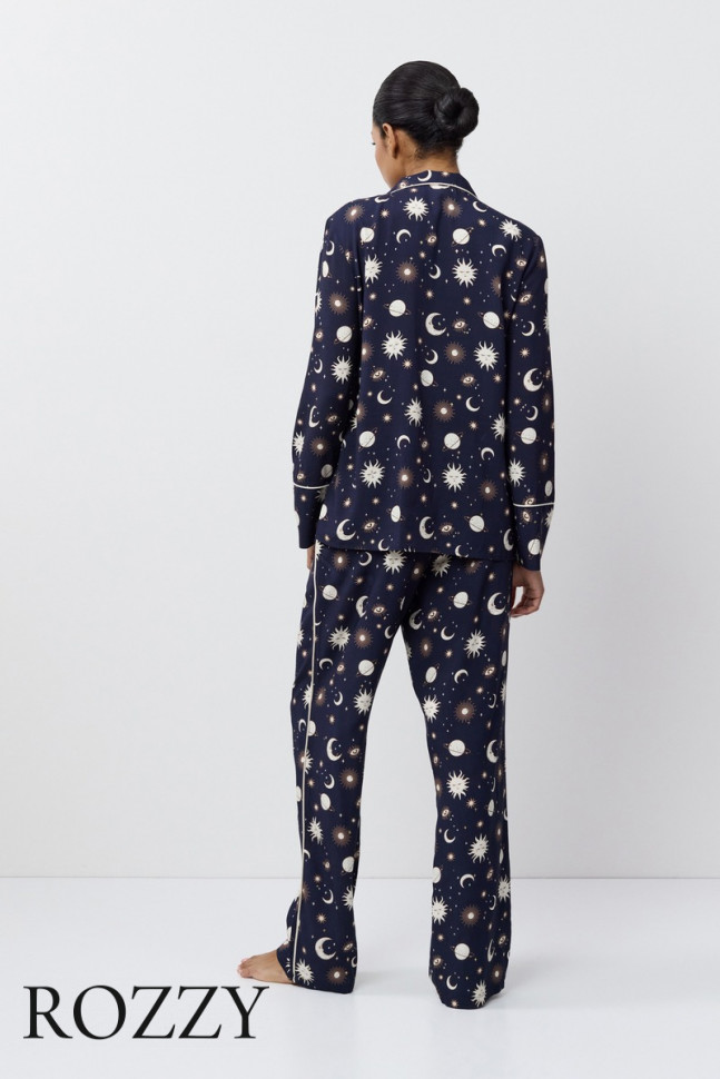 Пижама вискозная Aruelle Venus темно-синий/кремовый