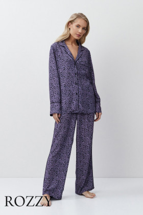 Пижама вискозная Aruelle Venus темно-синий/кремовый